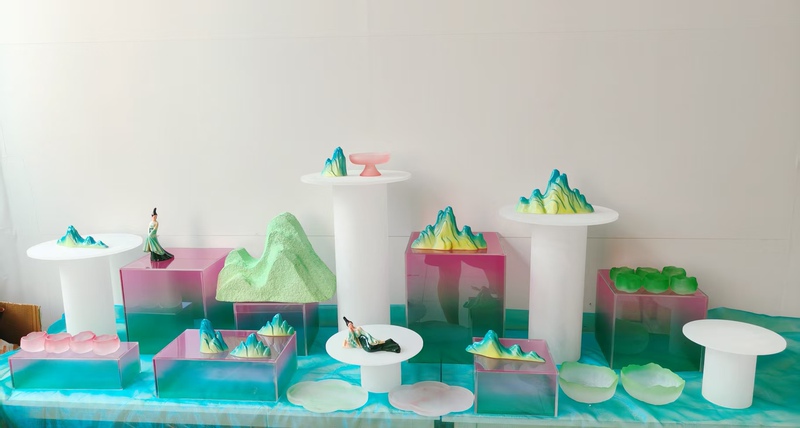 Acrylic Gradient Pink-Green Mid-Autumn Festival New Lotus Dessert Table Display Stand Gradient Pink-Green Cake Stand Acrylic Gradient Pink-Green Mid-Autumn Festival New Lotus Dessert Table Display Stand Gradient Pink-Green Cake Stand