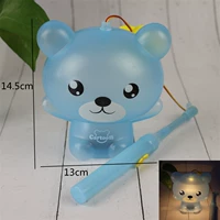 Музыкальный фонарь прозрачный медведь синий