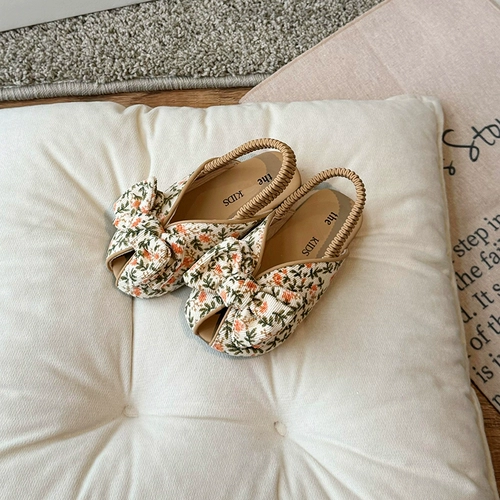 Летние сандалии, детская сумка, тапочки, туфли для принцессы, детская пляжная обувь, слайдеры, цветочный принт