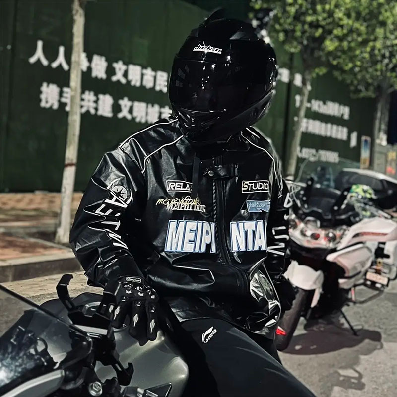 American-Style Leather Motorcycle Jacket Baseball Uniform Jacket Women's Racing Men's Pu Leather Windbreaker Motorcycle Riding Pilot American-Style Leather Motorcycle Jacket Baseball Uniform Jacket Women's Racing Men's Pu Leather Windbreaker Motorcycle Riding Pilot