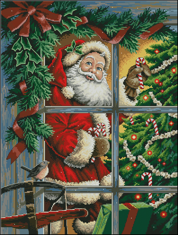 The Christmas old man on the side of the Cross embroidered drawing source file Dimensions 08734 windows