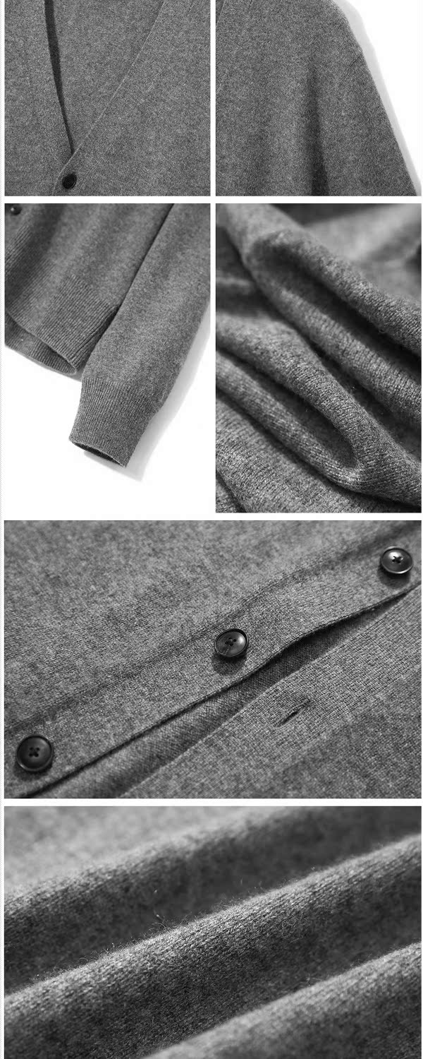 MZK01003 Jasmine Collection Business Men Áo len dệt kim cổ chữ V đầy đủ cashmere (nam) áo khoác gió nam