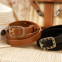 * ②WSP02010 Moorea collection plus new color French C wind signature chain buckle leather thin waist belt