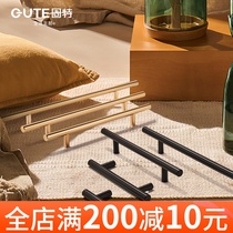 Solid handle modern minimalist large coat cabinet door gold bronze color drawer pull handle black lengthened American cabinet handle