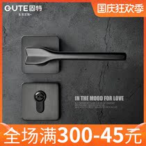 Gute indoor silent door lock bedroom door handle lock split black solid wood door universal household lock