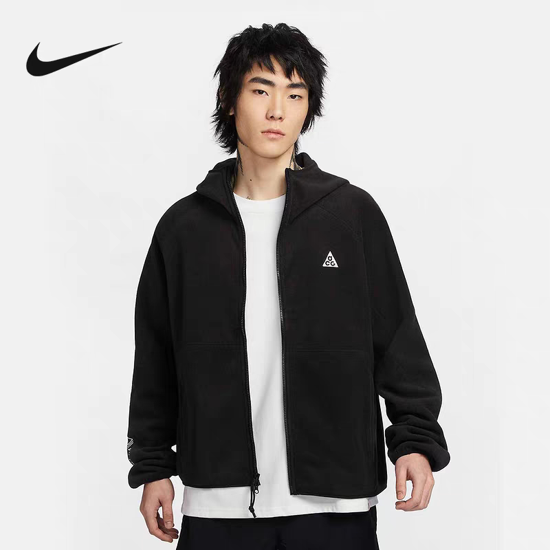 Nike Acg Wolf Zip-Up Hooded Knit Jacket Warm Mid-Layer Fleece Hj2461-010