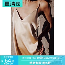 Venus blessing French sexy suspender night dress Womens silky satin pajamas back straps can be worn outside home clothes summer