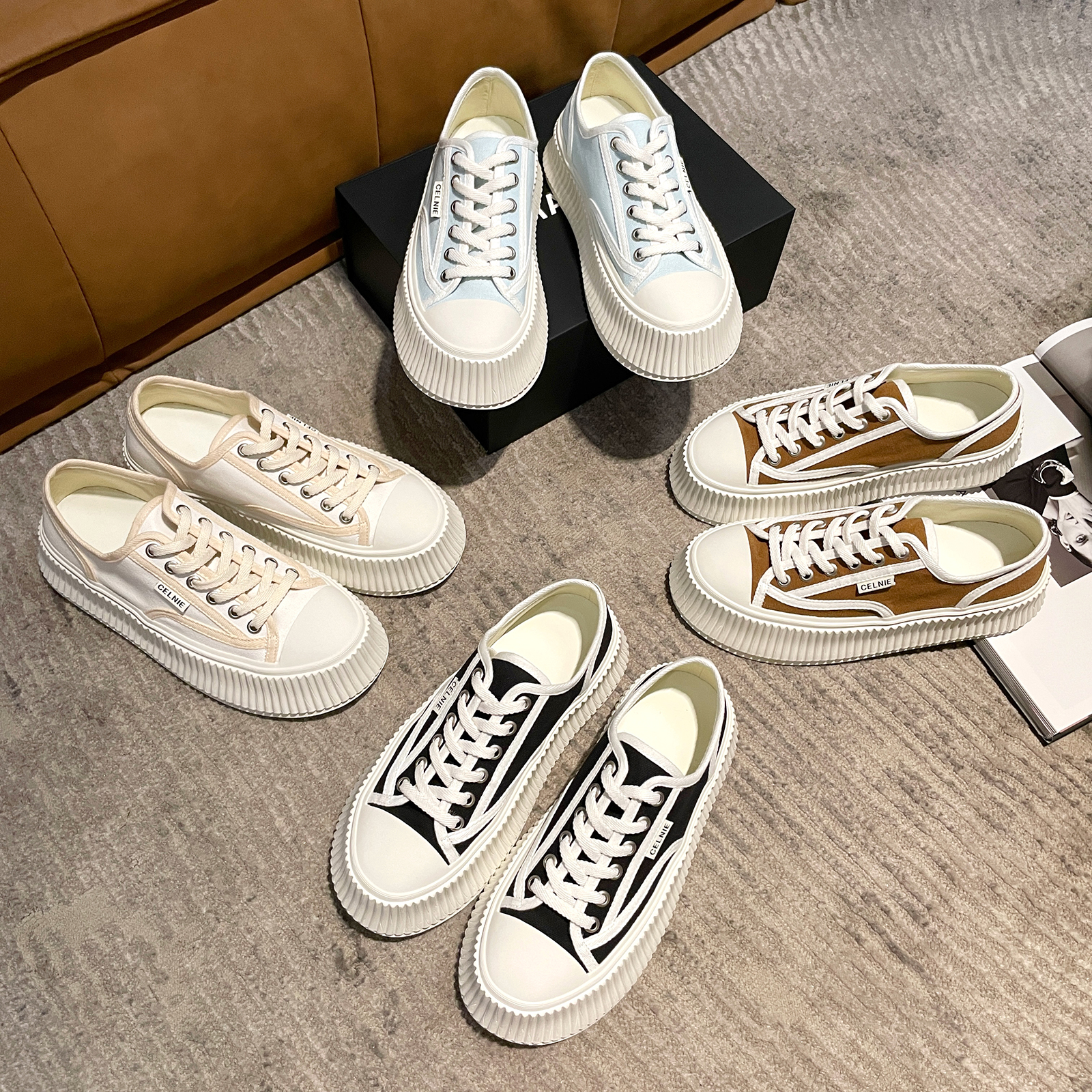 Zhu Xiaomun Xiaoxiang Wind Canvas Shoes Women 100 hitch Pine Cakes Thick Bottom Cookies Shoes Spring Fall Heightening Casual Little White Shoes