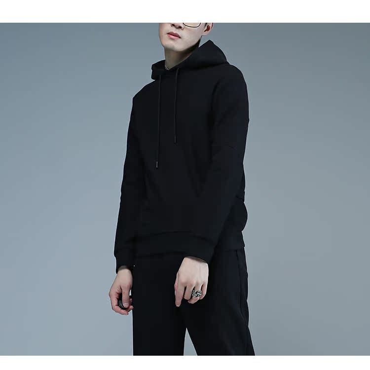 RAYSHOW Châu Âu và Châu Mỹ tối giản gió chia lớp COS khâu đôi màu rắn hoang dã áo hoodie dài tay áo len nam áo len nam đẹp