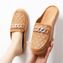 Fashion Bauhead student Han Ed sandals female summer net infrared sand beach anti-slip lazy half-slip in flat bottom