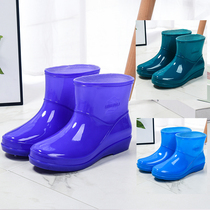 Fashion Adult Short Drum Waterproof Shoes Rain Shoes Low Cylinder Rain Boots Women Summer Kitchen Working Rubber Shoes Non-slip Set Shoes Laundry