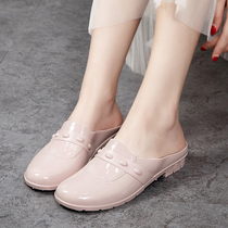 Fashion 100 Hitch Cool Slippers Women Summer Wear with crystal Baotou Soft bottom lined with beach anti-slip mesh Red 100 lapped thick heel