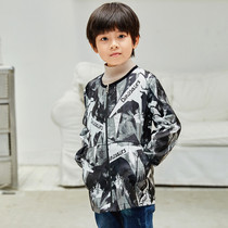Childrens gown long sleeve waterproof autumn and winter boys eating pocket children down jacket art painting apron