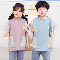 Childrens gown waterproof apron school kindergarten custom LOGO art brush painting anti-dressing summer thin model
