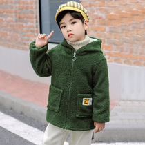 Childrens gown long sleeves autumn and winter boys down jackets velvet clothes dirty eating bibs