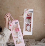 Цветочная сумка сумки сумки цветок вставка пакета прозрачная оконная сумка Qixi Одинокая розовая пачка сумки цветочный арт материал