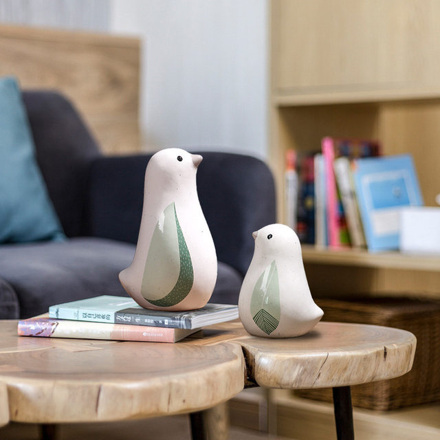 Creative Nordic super cute bird family echo ສວນປ່າເຮັດສວນເຮືອນ soft furnishing ceramic ornaments flower decoration