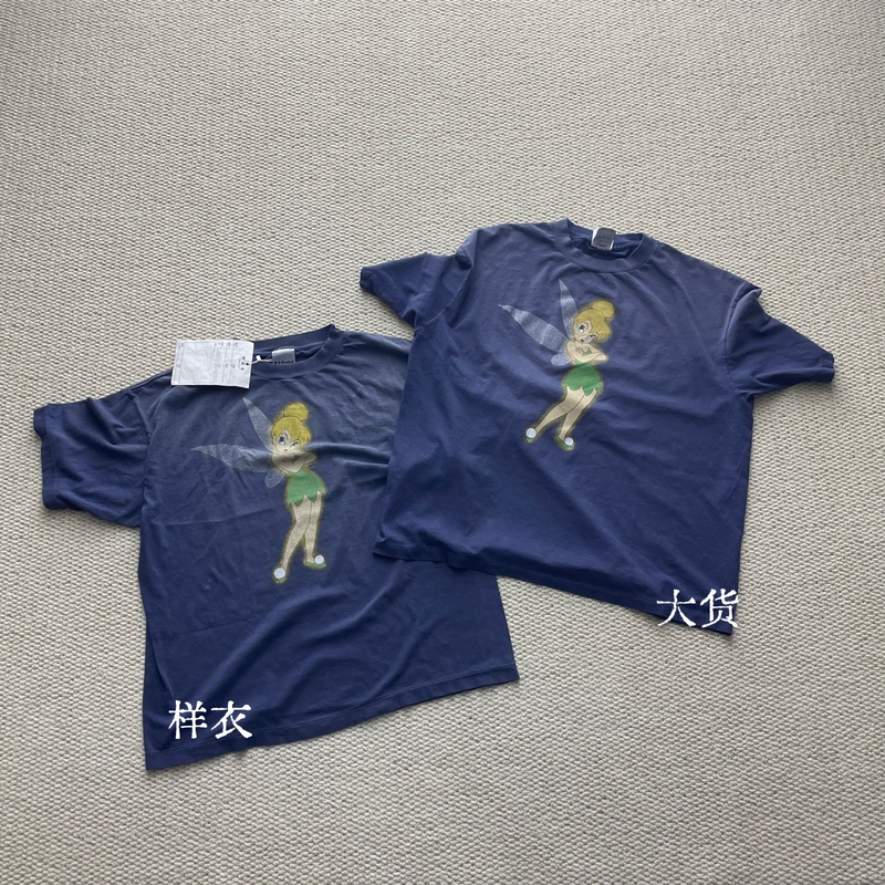 Correct Jennie-Style Tinkerbell Fairy Saint Mxxxxx Washed Vintage Faded Round Neck Short Sleeve