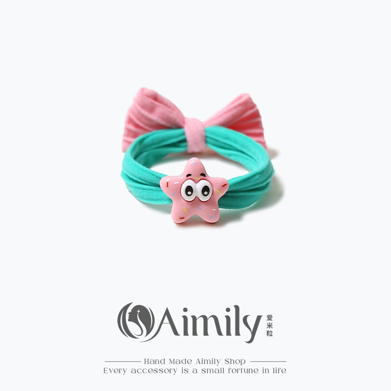 Cute Spongebob Patrick Star Towel Ring Hair Tie for Girls, Versatile Rubber Band Hair Tie, Student Hair Rope Cute Spongebob Patrick Star Towel Ring Hair Tie for Girls, Versatile Rubber Band Hair Tie, Student Hair Rope