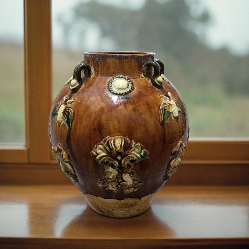 陶制唐三彩仿古罐花瓶做旧陶瓷艺术品摆件中式装饰民宿桌面摆件