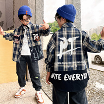 Boys plaid shirt 2021 Spring and Autumn new childrens long sleeve shirt Tong fashion thin coat fried street tide