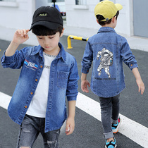 Boys denim shirt 2021 new spring and autumn children long sleeve foreign-style shirts in childrens big children thin coat tide