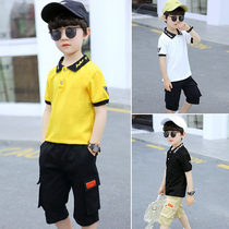 Boys summer suit 2021 new childrens clothing handsome polo shirt summer middle school boy tide clothes