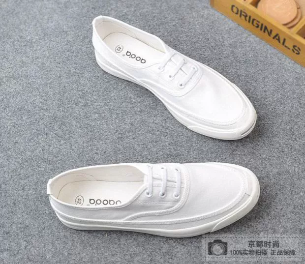 Giày hở mũi cho nam giày vải nam thấp để giúp một đôi giày lười nam Giày đế bằng phẳng với giày hoang dã Phiên bản Hàn Quốc - Plimsolls