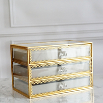  European-style three-layer drawer jewelry box Jewelry storage glass box Earrings earrings ring necklace jewelry makeup box