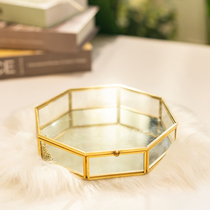 European-style ins Net red glass jewelry box golden girl heart octagonal storage box bedroom desktop storage finishing