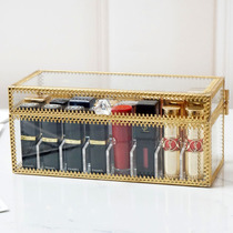Net red rectangular lipstick glass storage box transparent Cosmetics makeup lip glaze lipstick display desktop finishing box