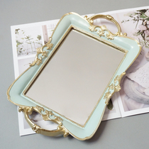 European style luxury carved mirror tray wedding cake display plate cosmetics perfume accessories storage plate