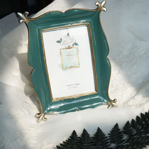  American retro old resin photo frame ornaments dark green picture frame temperament can be hung on the wall photo frame photo frame 6 inches