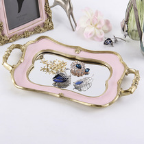 European-style retro old court style tray carved mirror tray Pastry dessert dessert decorative plate
