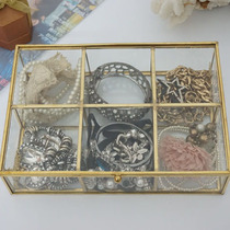 Retro vintage design display glass box jewelry box four grid six square glass storage box jewelry box