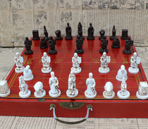 Chinese chess three-dimensional chess piece wooden folding board Xian terracotta warriors and horses Chess Characters large chess piece Large chess
