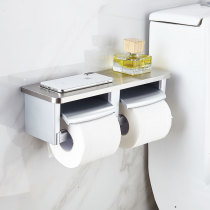 304 stainless steel double toilet tissue box toilet paper box towel box Non-punching roll machine holder rack