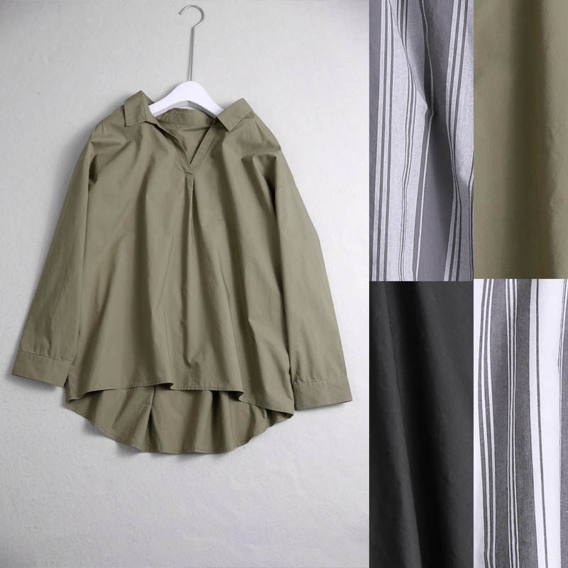 128C 0717 minimalist V collar loose type back stereo folds extension long sleeve head shirt