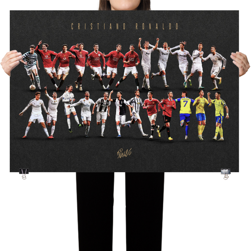 Cristiano Ronaldo Football Star Poster Wall Sticker Bedroom Wall Hanging Picture Frame Large