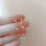 Изысканные длинные серьги в форме капли с цирконом, звездное небо, подвеска, серебро 925 пробы, французский стиль