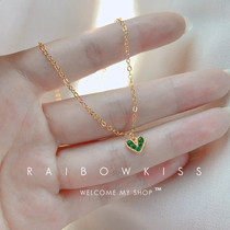 Xinmiya Palace Tingfeng Antique Ancestral Mother Green Loving Necklace 18k Baukin minimalist Temperament Neck Chain Short Fur Coat Chain