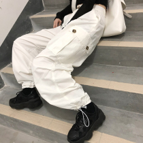 Flower field window overalls pants women hip-hop tide ins New loose toe casual pants summer thin straight pants