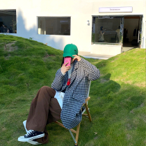 Flower field window woolen plaid suit jacket women autumn and winter wild 2020 new Korean loose woolen coat tide