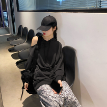 Flower field window single-sided strapless hooded sweater women 2020 Autumn New Korean loose long sleeve top ins tide