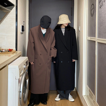 Blazer womens 2021 autumn and winter New loose Korean double-breasted over knee trench coat Hong Kong wind coat long suit