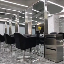 Hairdressing shop mirror table double-sided hair salon special solid wood hair cutting mirror table simple with light luxury barber shop ironing table