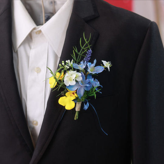 韩式婚礼森系蓝色姐妹团胸花女方送亲结婚伴郎伴娘胸花高级感简约