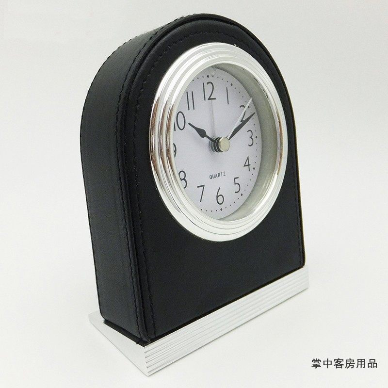 Hotel Room PU cortex alarm clock silence with night light alarm clock bedbed small alarm clock logo spot custom