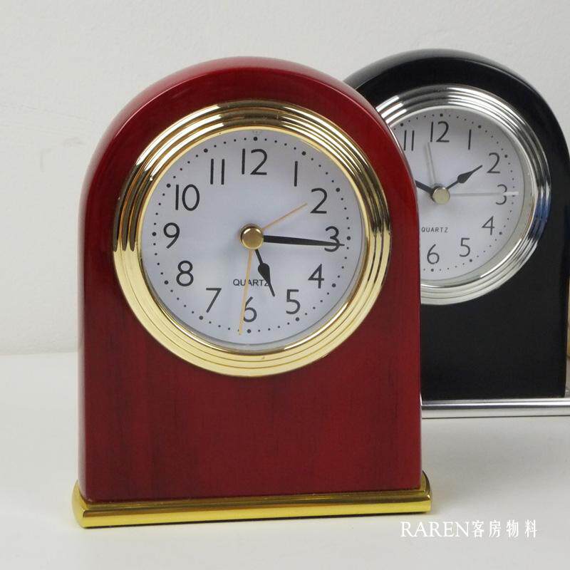 Room solid wood alarm piano paint silent hotel bedside clock with night light function upright style can be customized