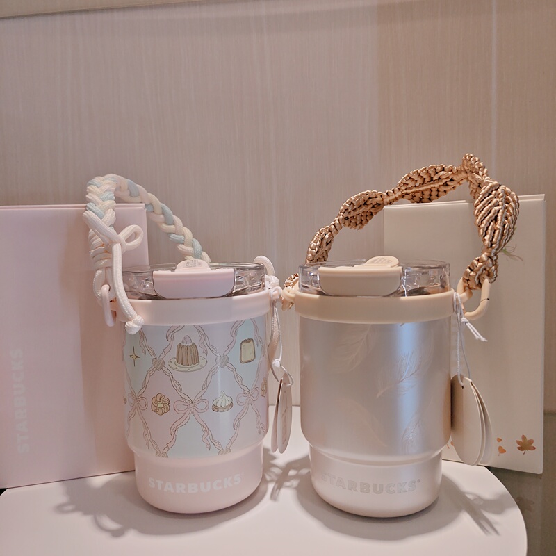 Free Shipping Starbucks 2026 Autumn Wild Summer Dessert Stainless Steel Double Drink Straw Cup with Handle and Silent Pad Free Shipping Starbucks 2026 Autumn Wild Summer Dessert Stainless Steel Double Drink Straw Cup with Handle and Silent Pad